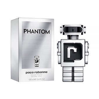 a silver fragrance, with a robot like shape bottle called "Phantom"